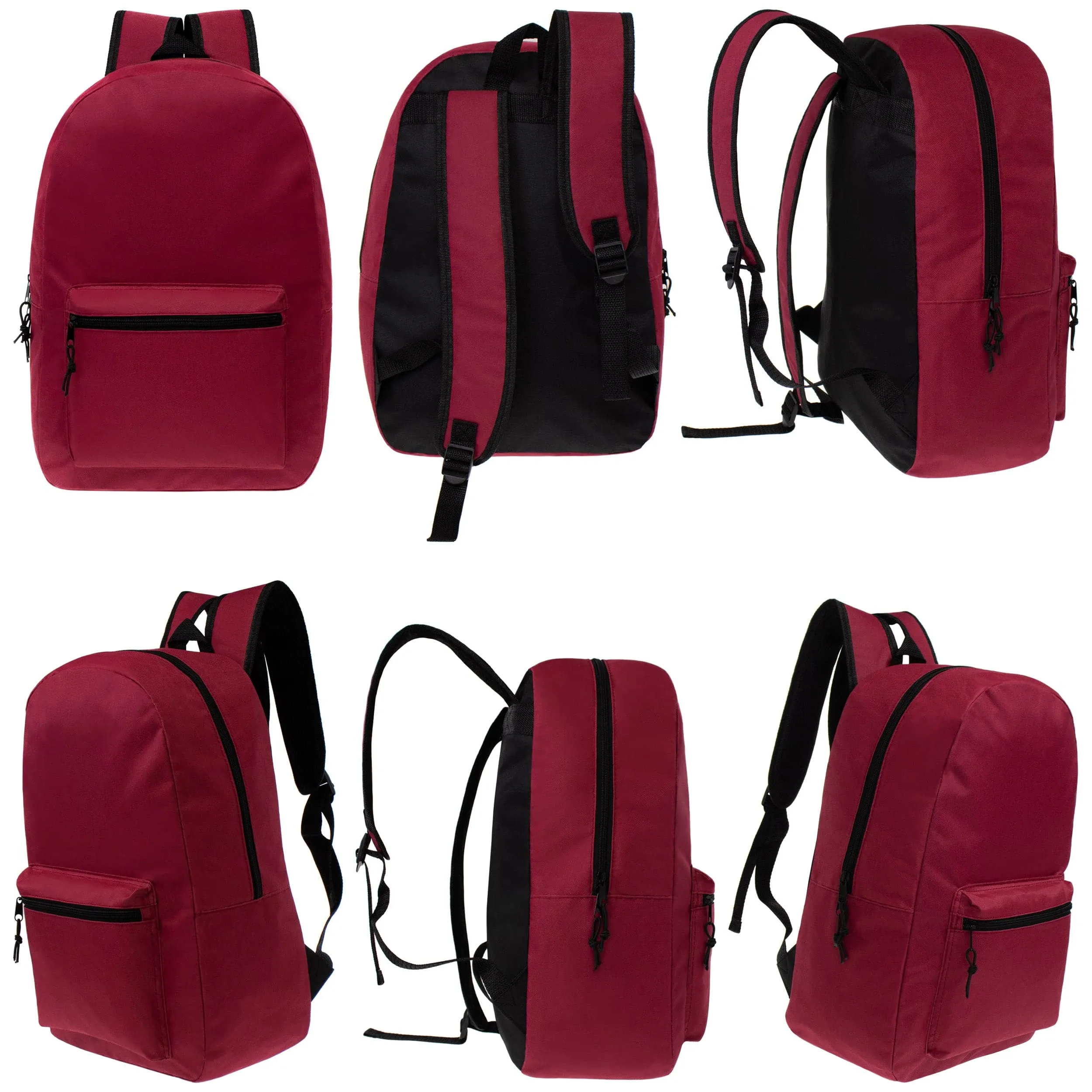 15" Kids Basic Wholesale Backpack in 6 Colors - Bulk Case of 24