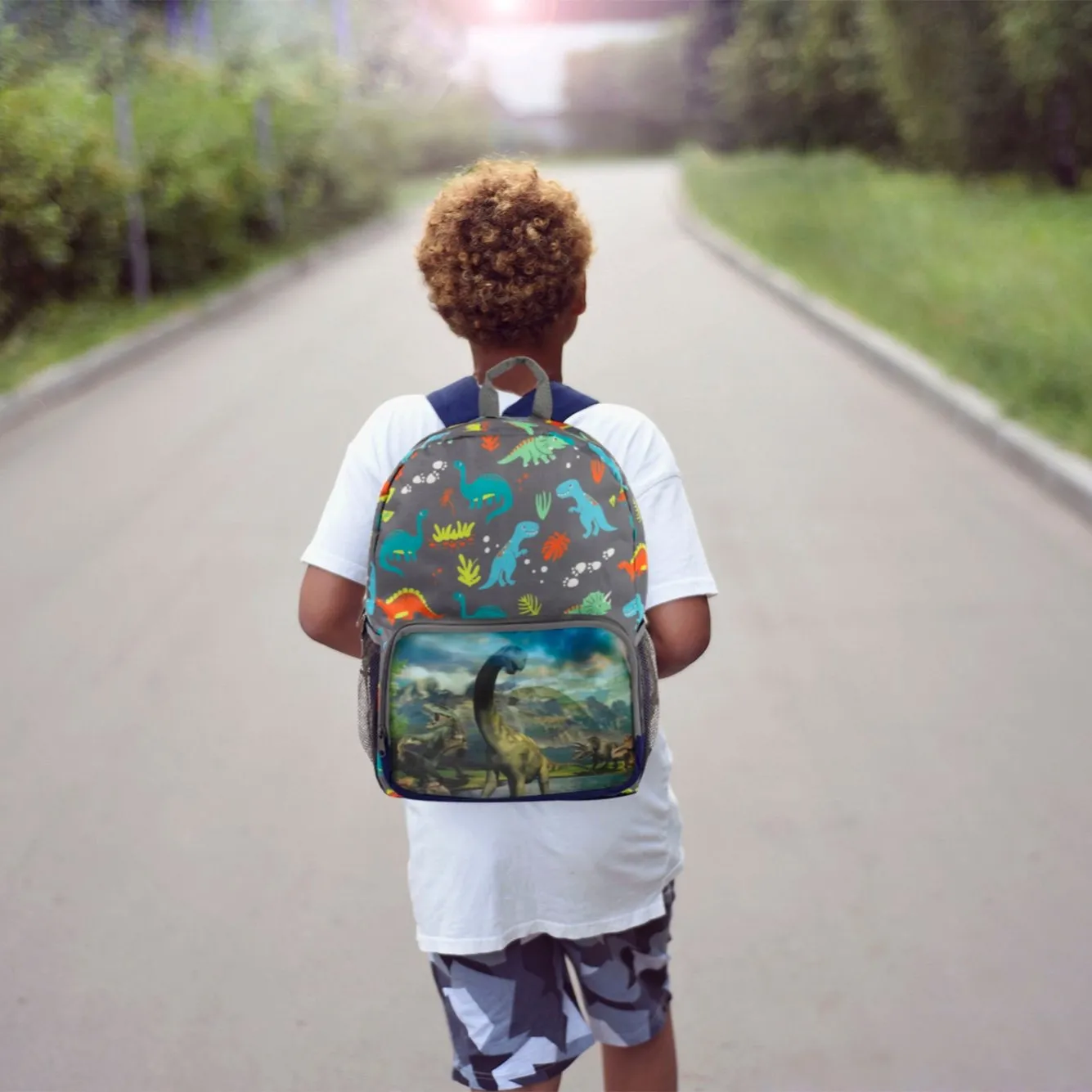 17-Inch Dinosaur Backpack with Side Mesh Pockets