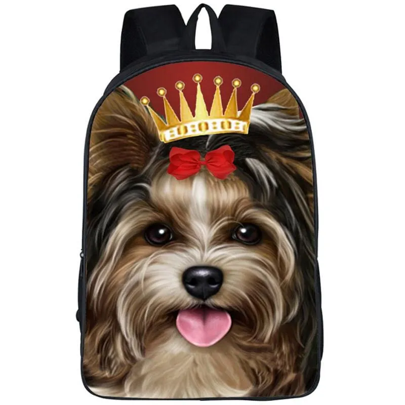 17" 3D Yorkie Backpack|Dog Lover Backpacks for School|Laptop Backpack|College Bookbag