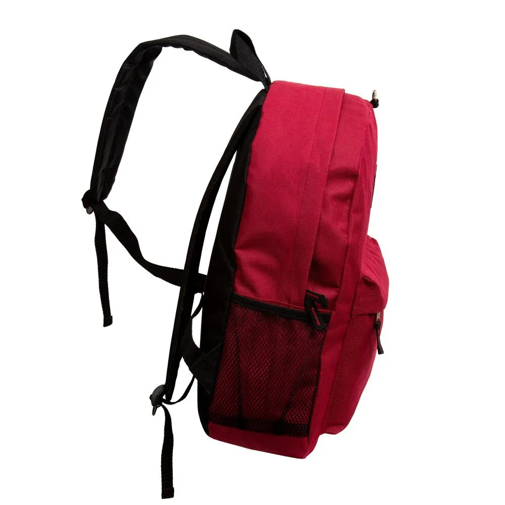 17" Classic Bulk Burgundy Backpacks - Wholesale Case of 24 Bookbags