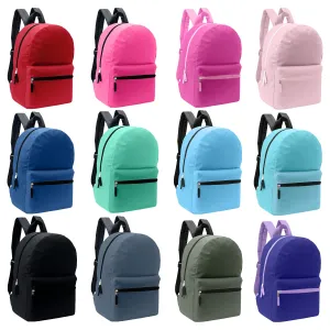 17" Kids Basic Wholesale Backpack in 12 Colors  - Bulk Case of 24 Backpacks