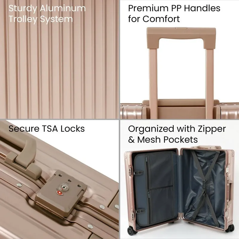 20inch Cabin Trolley Bag - Lightweight & Water Resistant | TSA Lock | 35L Capacity | Light Golden