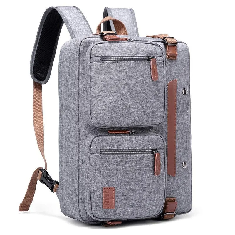 3 in 1 Convertible Laptop Backpack - Water Resistant, Stylish | Detachable Straps | 15.6 inch | Grey