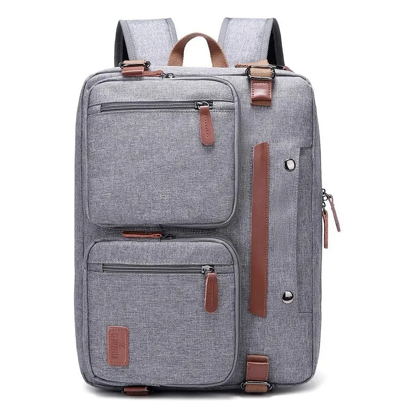 3 in 1 Convertible Laptop Backpack - Water Resistant, Stylish | Detachable Straps | 15.6 inch | Grey