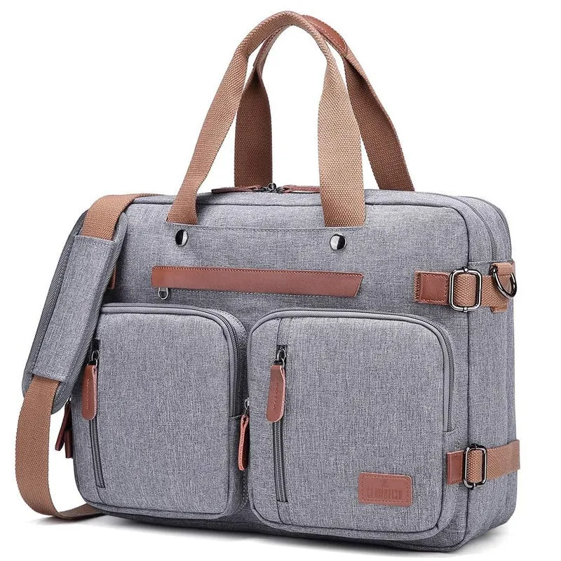 3 in 1 Convertible Laptop Backpack - Water Resistant, Stylish | Detachable Straps | 15.6 inch | Grey