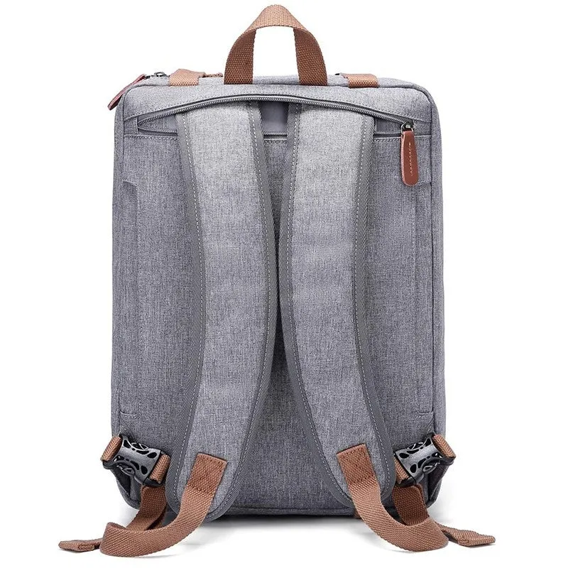 3 in 1 Convertible Laptop Backpack - Water Resistant, Stylish | Detachable Straps | 15.6 inch | Grey