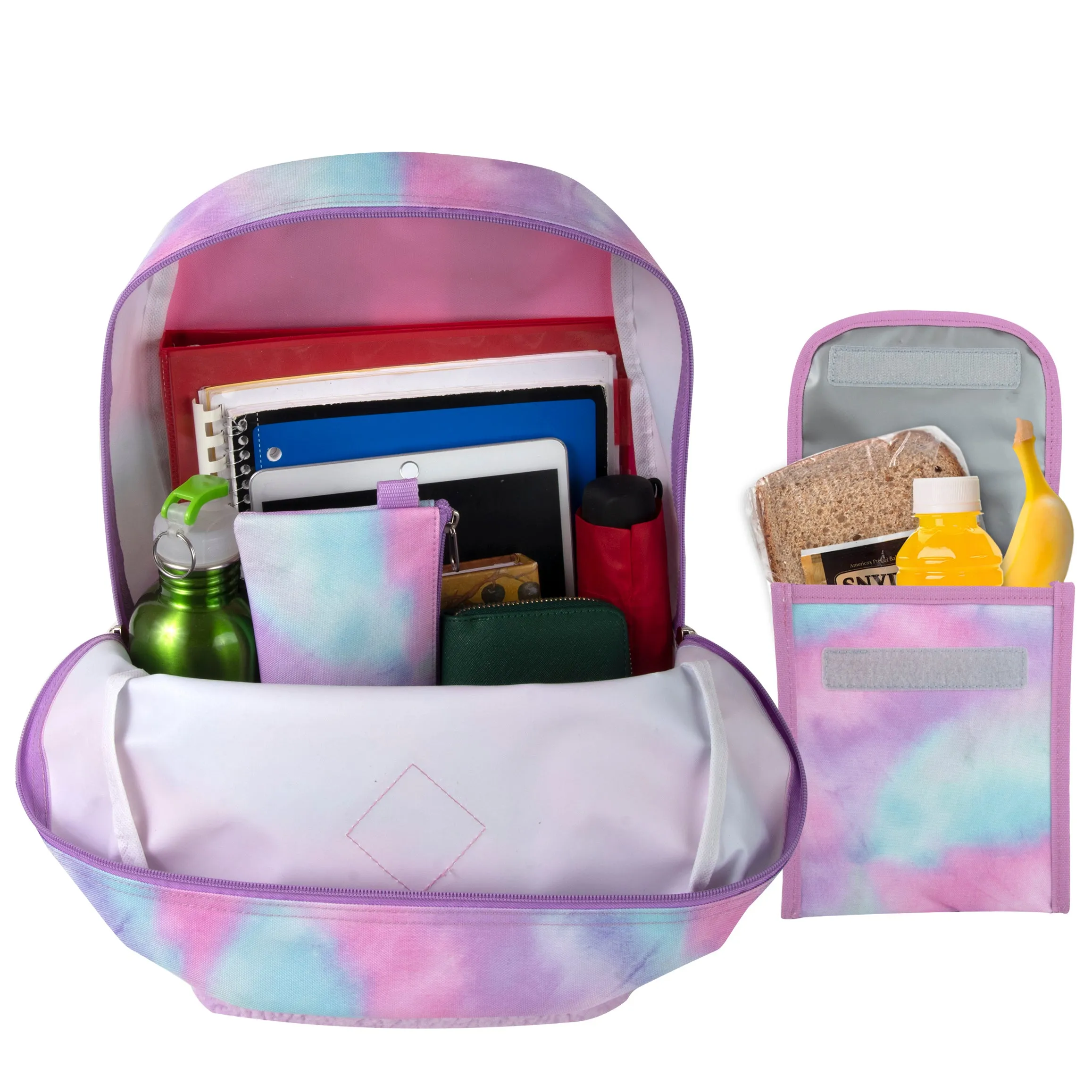 3-in-1 Purple Cloud Themed 17-Inch Backpack Set with Lunch Bag & Pencil Case