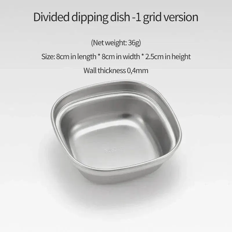 304 Stainless Steel Camping Seasoning Plate Tray Sauce Dish Spice Plates Pepper Roast Meat Sauce Dishes Bowl BBQ Tableware