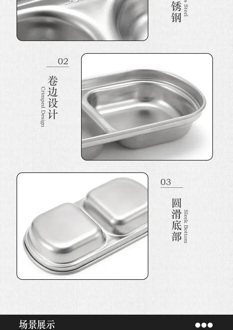 304 Stainless Steel Camping Seasoning Plate Tray Sauce Dish Spice Plates Pepper Roast Meat Sauce Dishes Bowl BBQ Tableware