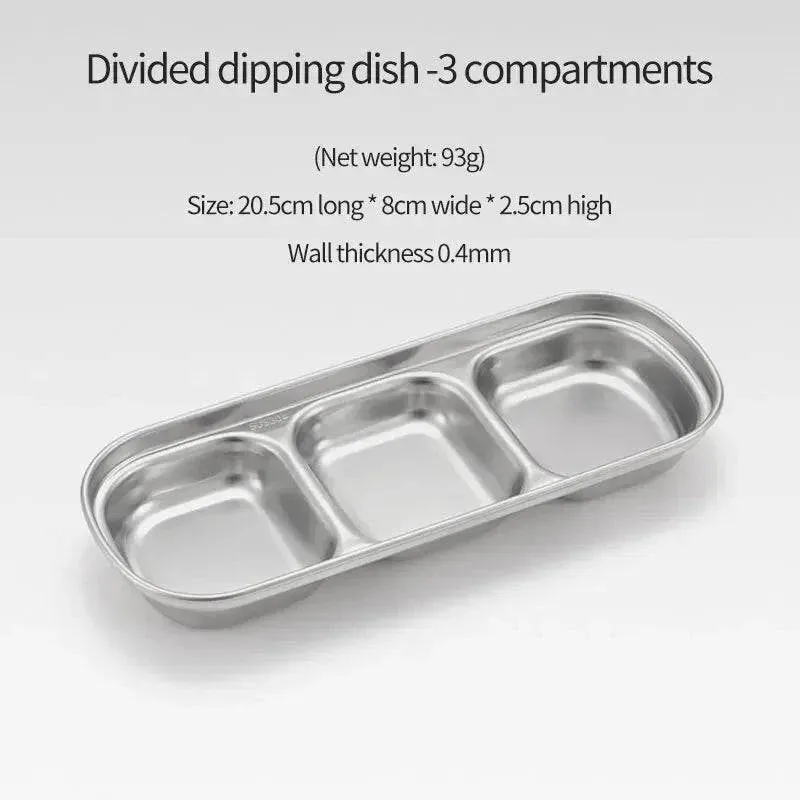 304 Stainless Steel Camping Seasoning Plate Tray Sauce Dish Spice Plates Pepper Roast Meat Sauce Dishes Bowl BBQ Tableware