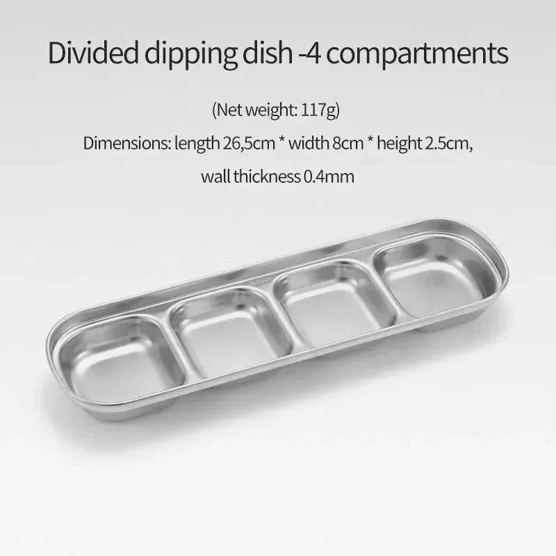 304 Stainless Steel Camping Seasoning Plate Tray Sauce Dish Spice Plates Pepper Roast Meat Sauce Dishes Bowl BBQ Tableware