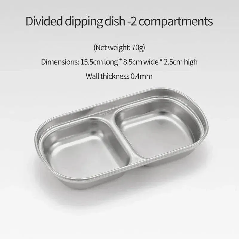 304 Stainless Steel Camping Seasoning Plate Tray Sauce Dish Spice Plates Pepper Roast Meat Sauce Dishes Bowl BBQ Tableware