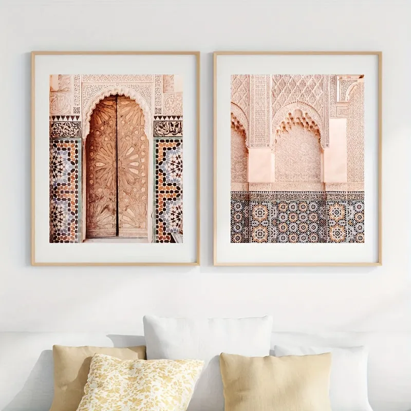 3pcs Exquisite Islamic Wall Art Canvas: Enhancing Your Space with Moroccan Architecture and Islamic Artistry