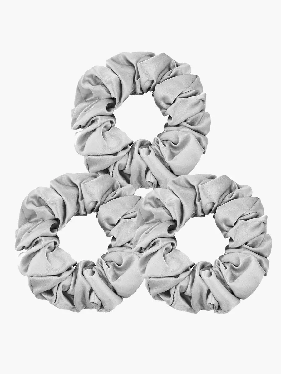 3Pcs Pure Silk Midnight Scrunchies Bundle- Middle - 3.5cm