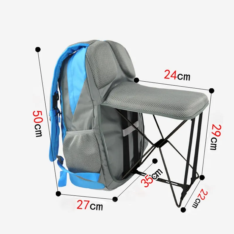 47L Multi-functional Fishing Backpack With a Folding Chair