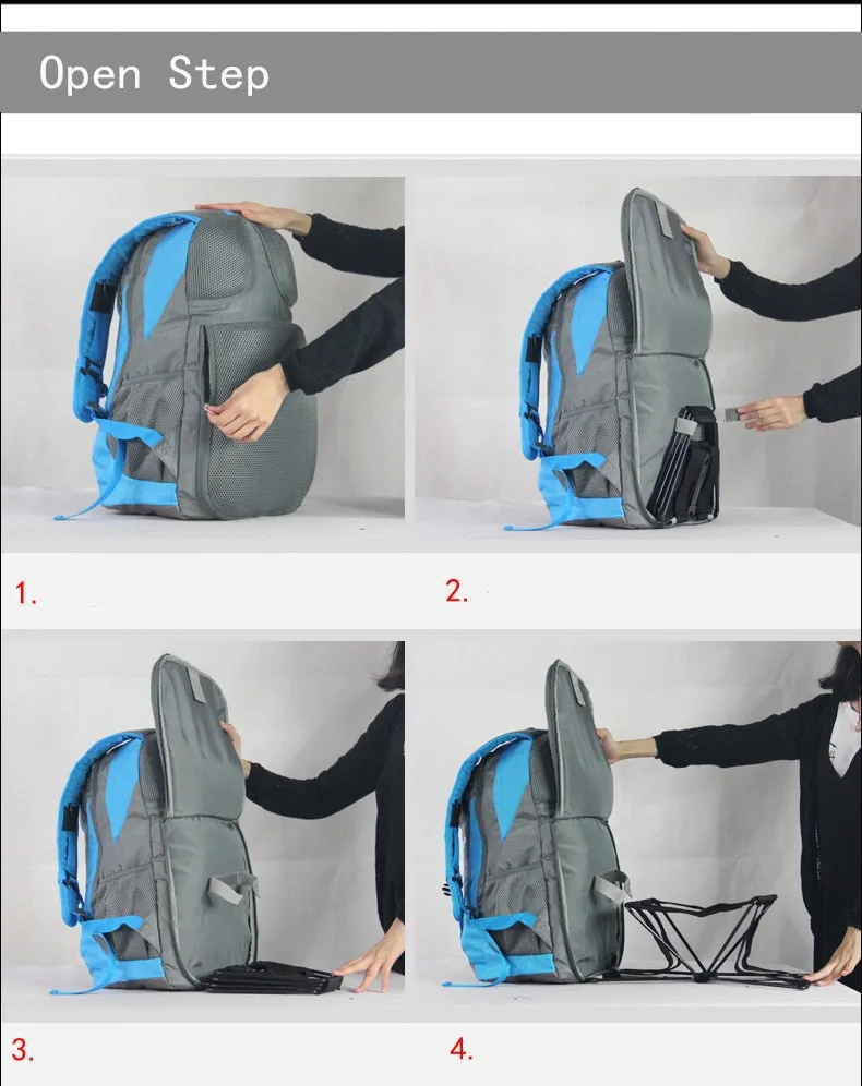 47L Multi-functional Fishing Backpack With a Folding Chair