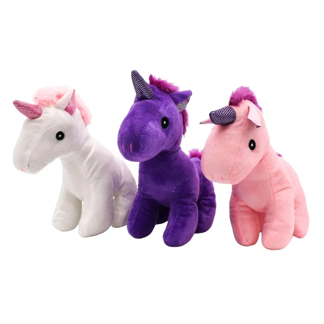 8" Plush Unicorn with Mane, 3C (Dozen)