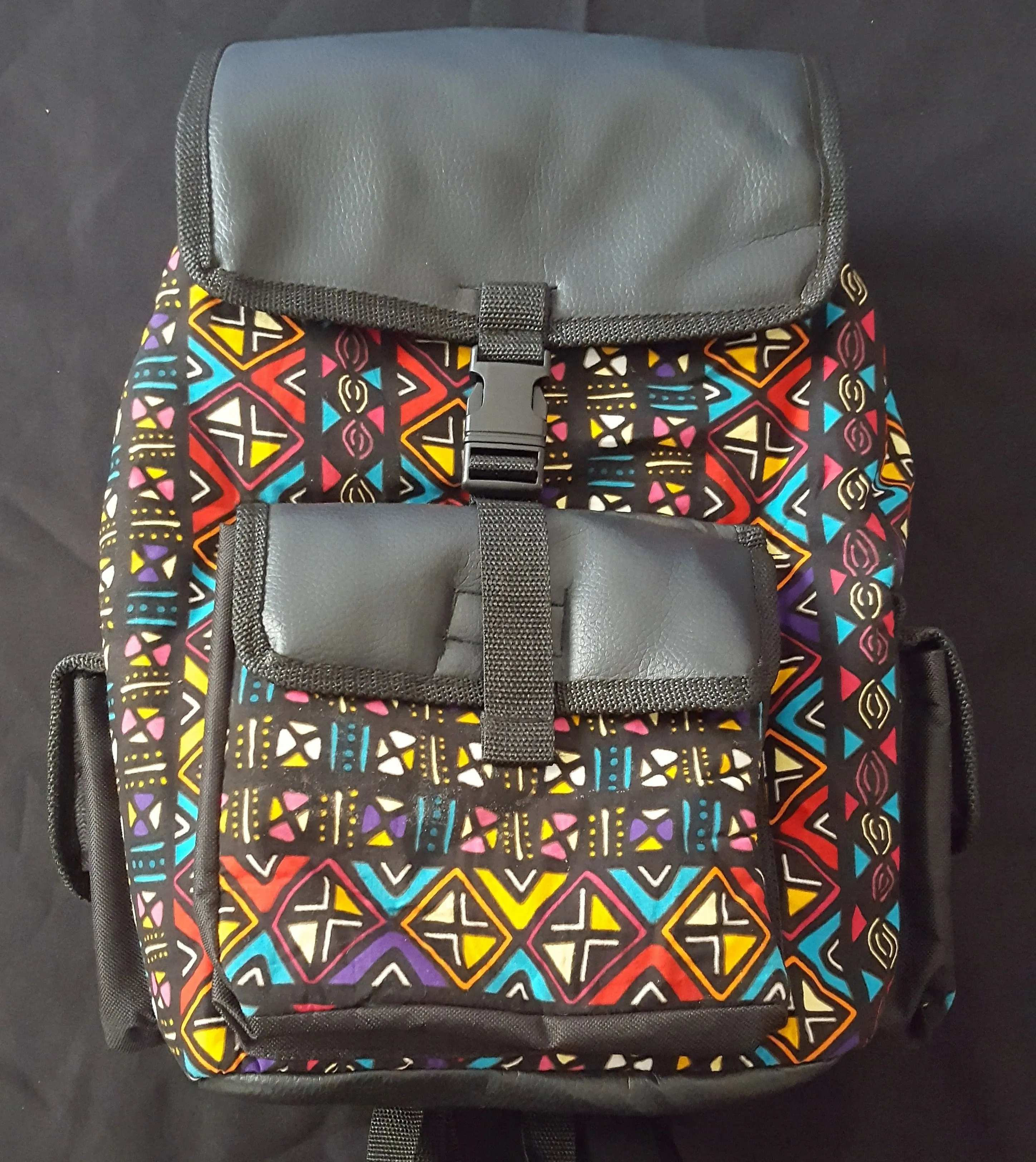 African Print & Vegan Leather Backpacks