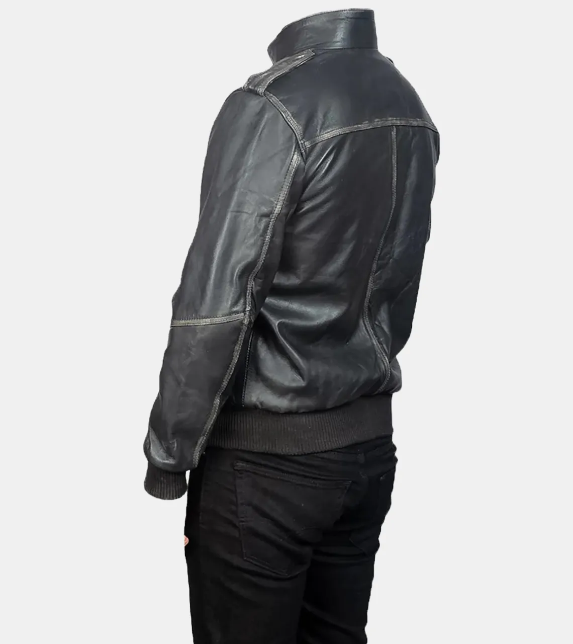 Ailith Men's Black Bomber Leather Jacket