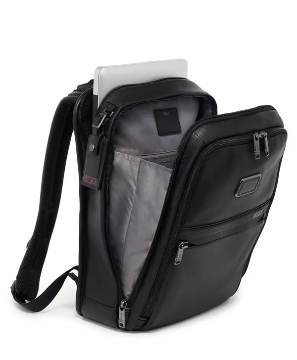 ALPHA 3 SLIM LEATHER BACKPACK - BLACK