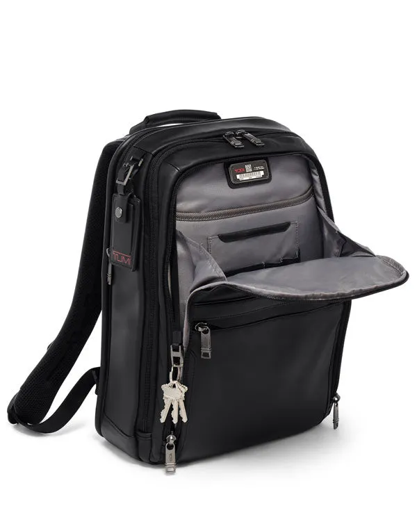 ALPHA 3 SLIM LEATHER BACKPACK - BLACK