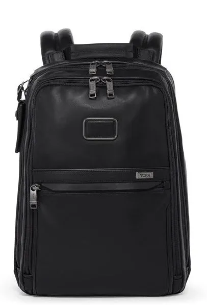 ALPHA 3 SLIM LEATHER BACKPACK - BLACK