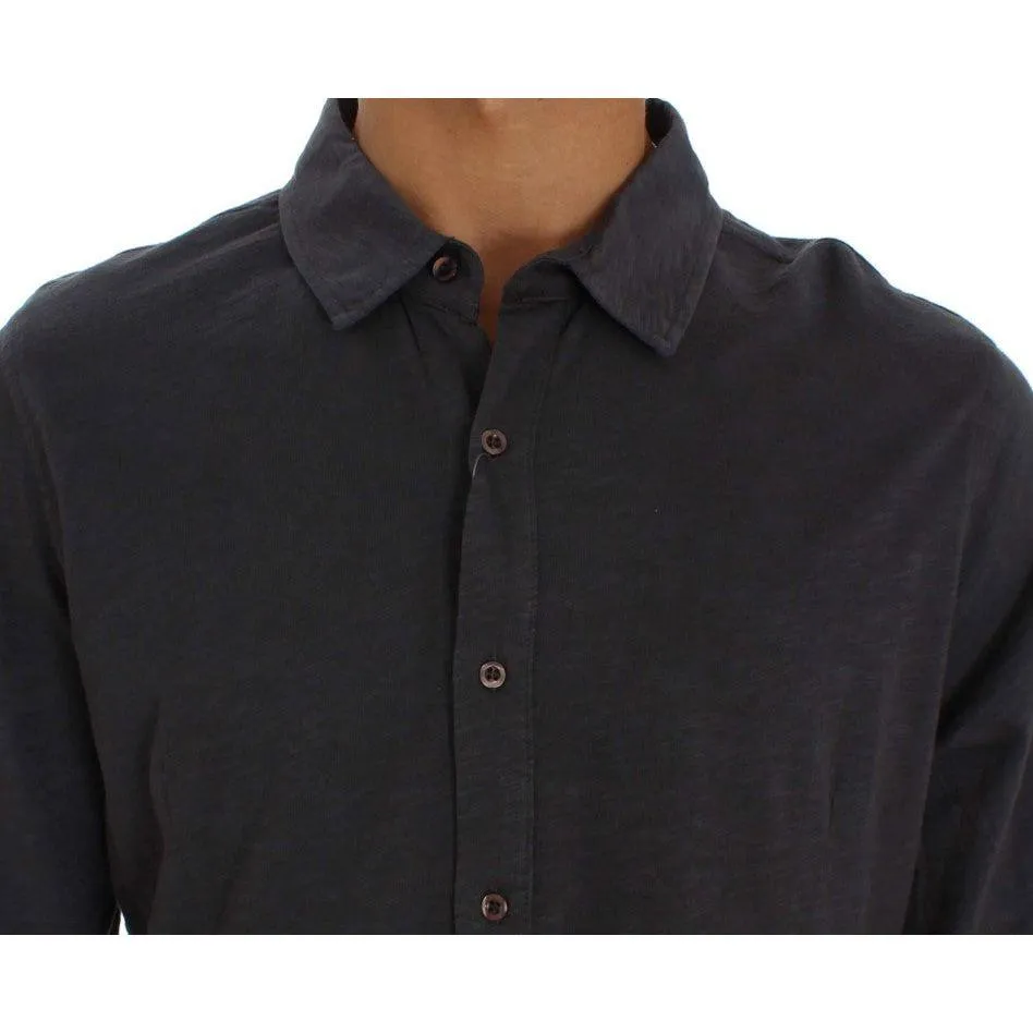 Alpha Massimo Rebecchi Sleek Gray Casual Cotton Shirt