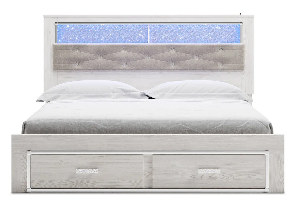 Altyra White King Bookcase Storage Bed