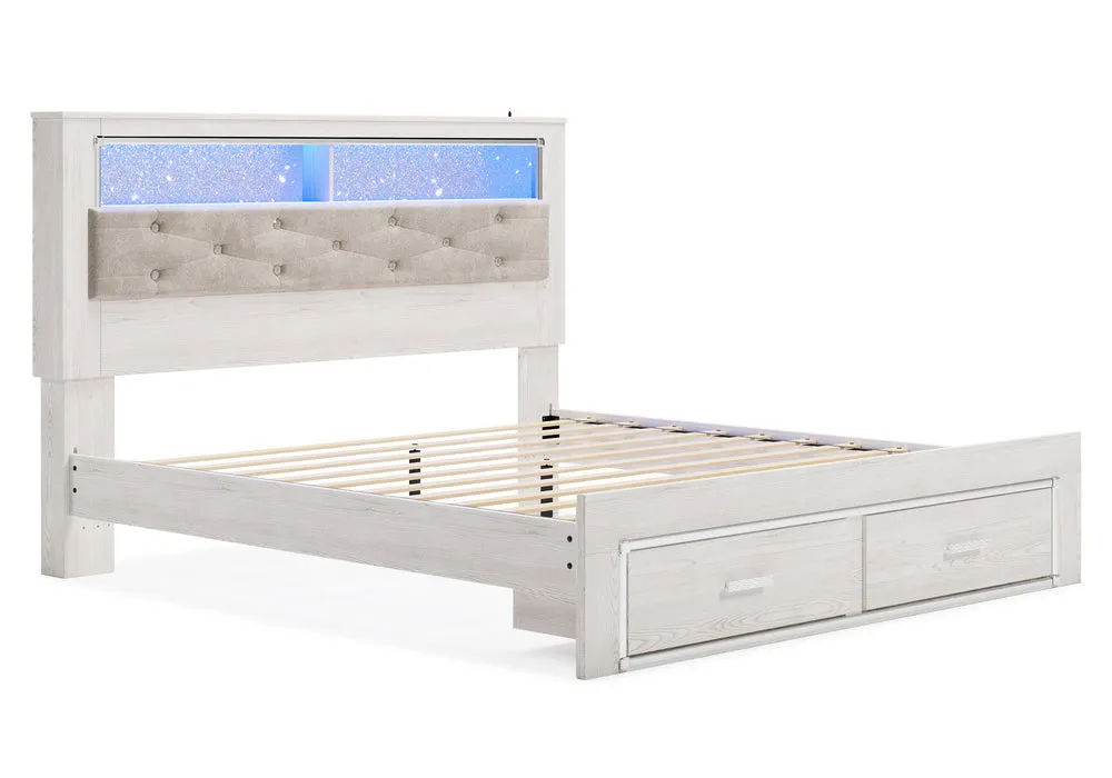 Altyra White King Bookcase Storage Bed