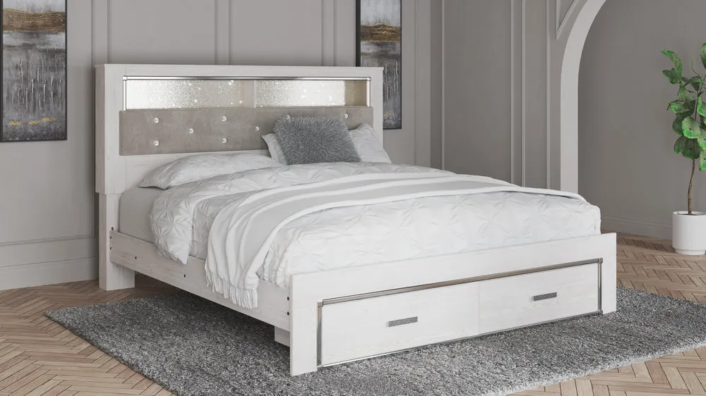 Altyra White King Bookcase Storage Bed