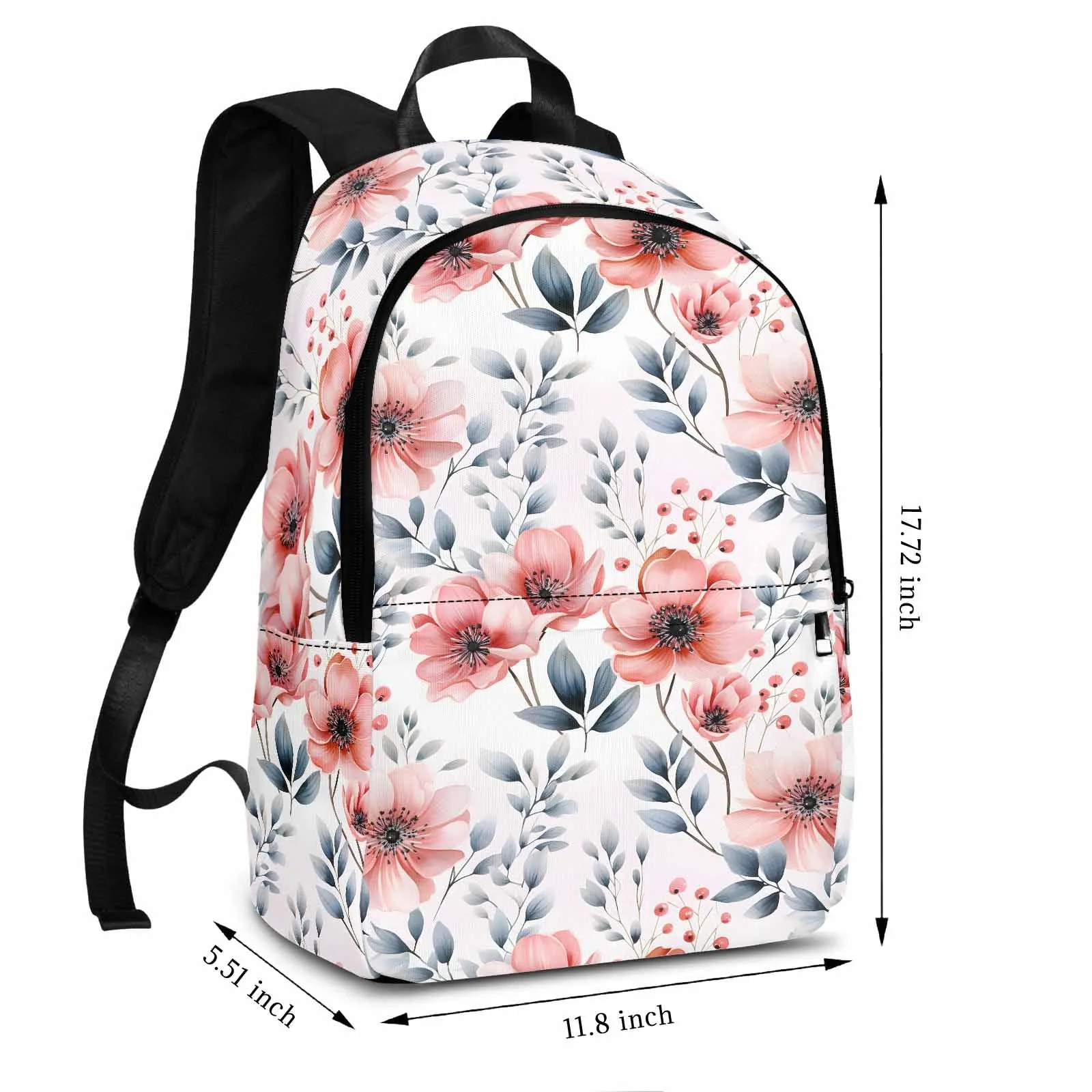 Apricot and Grey Floral  Adult Casual Backpack