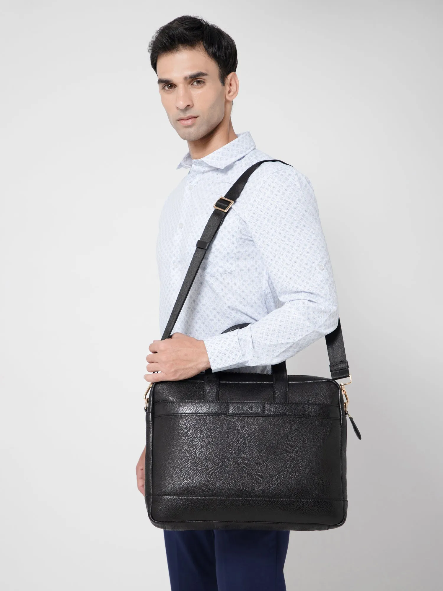 Argent Leather Portfolio Laptop Bag