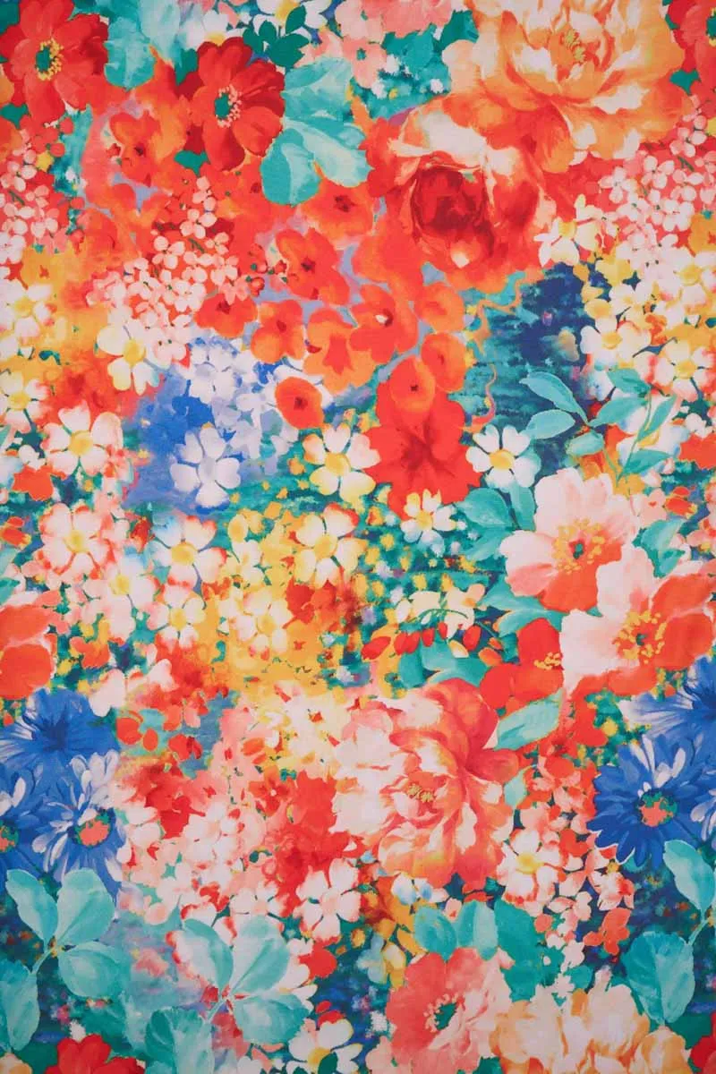 Artful Floral Pattern Printed Muslin Fabric