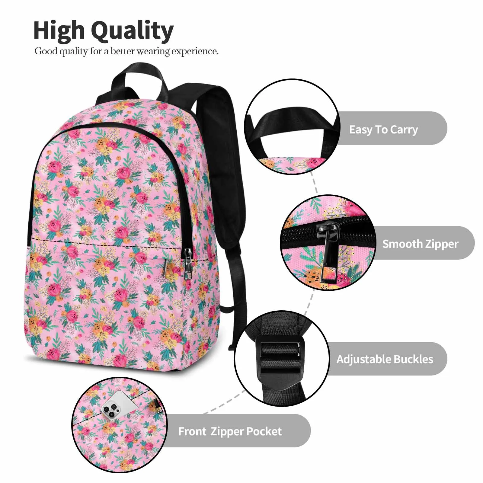 Australian Floral Pink Adult Casual Backpack