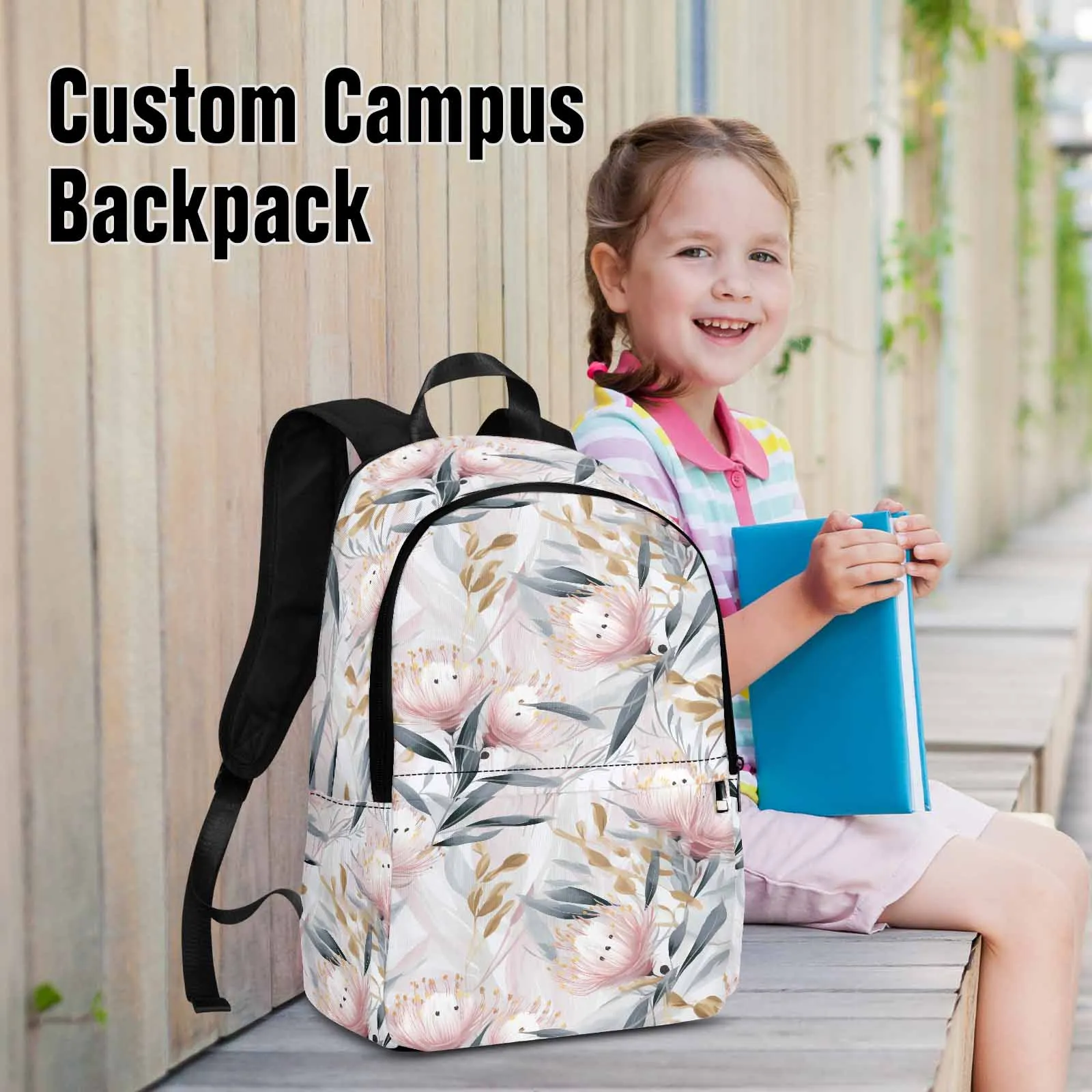 Australian Floral Pink & Grey Adult Casual Backpack