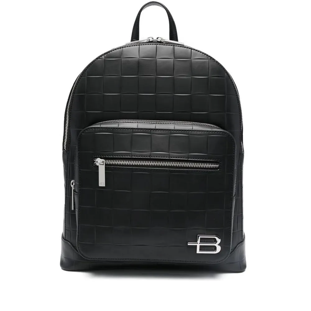 Baldinini Trend Chic Woven Leather Backpack - Compact & Versatile