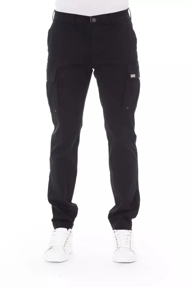 Baldinini Trend Sleek Black Cargo Trousers - Stretch Cotton Blend