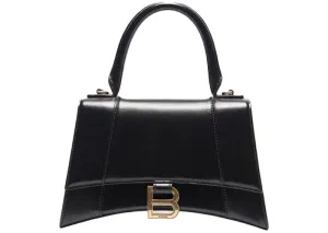 Balenciaga Hourglass Top Handle Bag Small Shiny Box Black