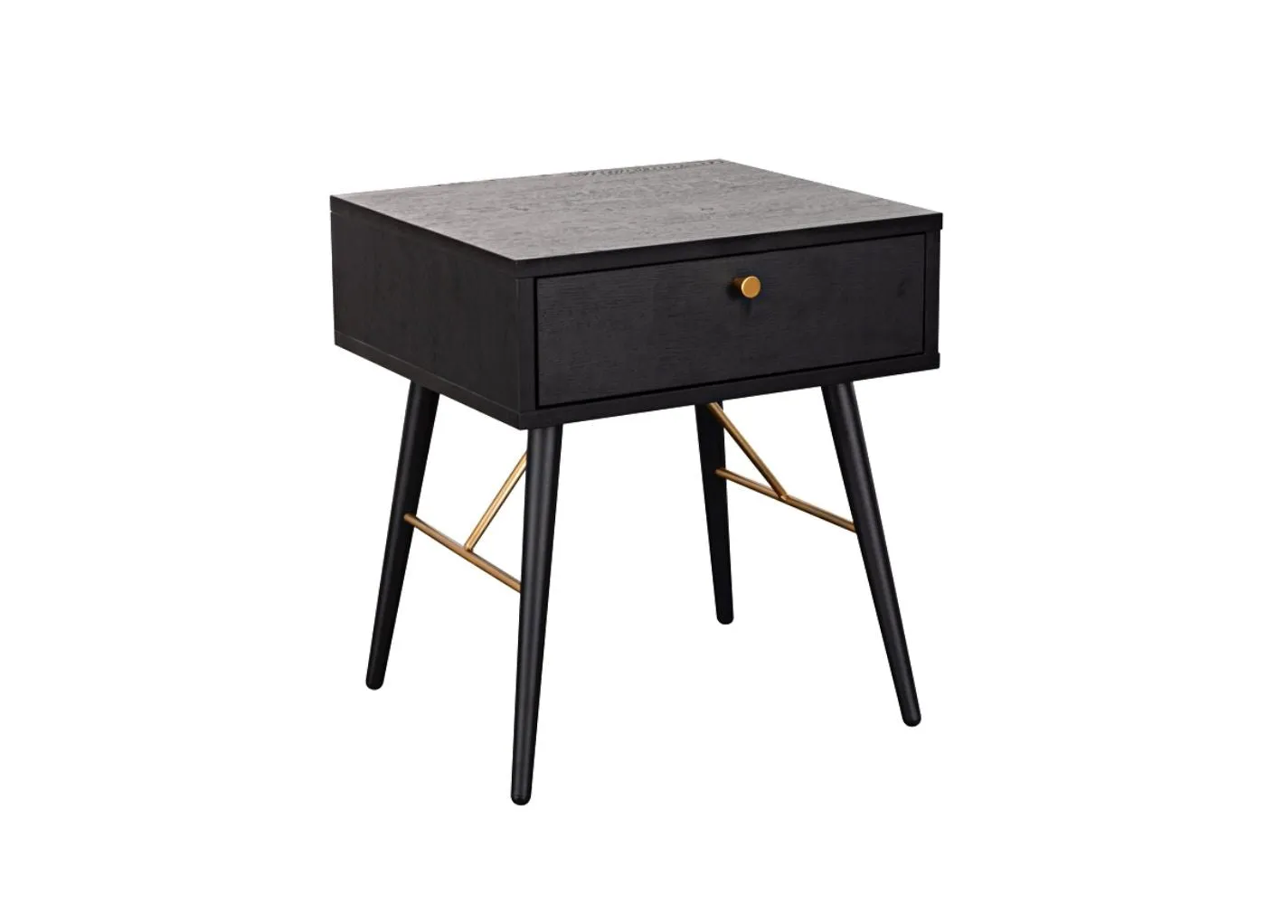 Barcelona Black & Copper 1-Drawer Bedside Table by Vida Living