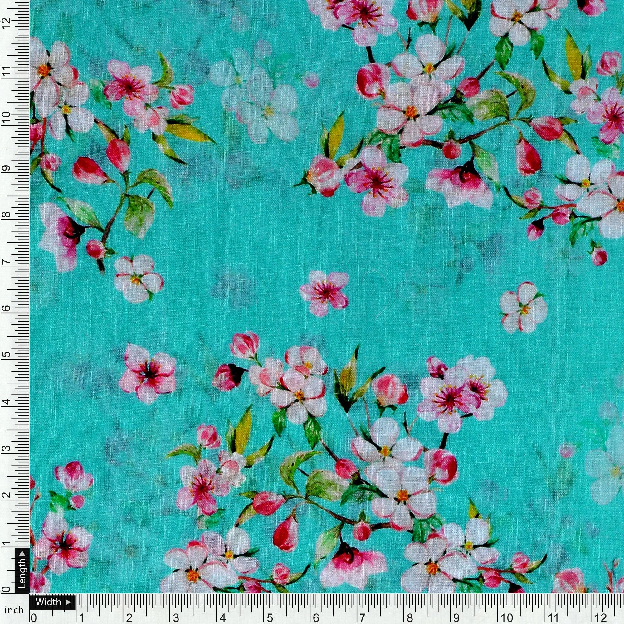 Beautiful Rama Floral Vine Digital Printed Fabric