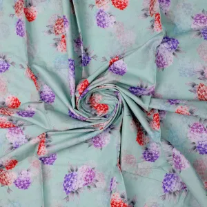 Beautiful Three Colour Geranium Flower Digital Printed Fabric - Cotton