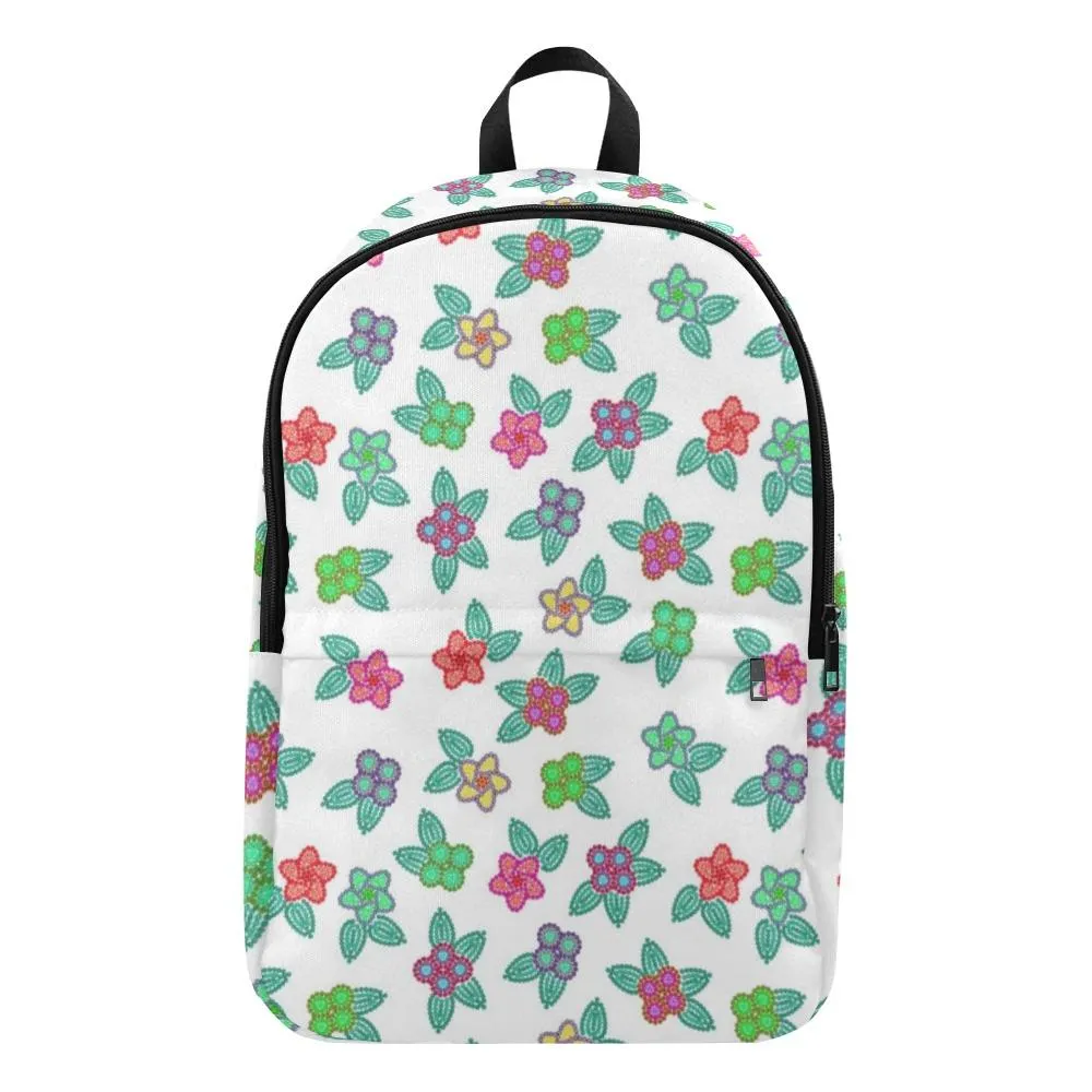 Berry Flowers White Backpack for Adult