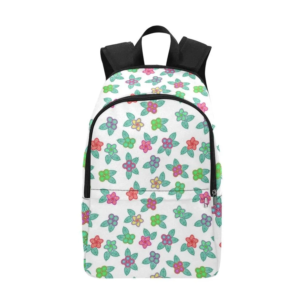 Berry Flowers White Backpack for Adult