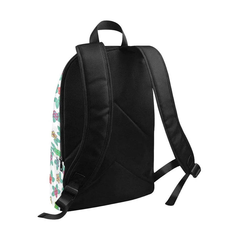 Berry Flowers White Backpack for Adult