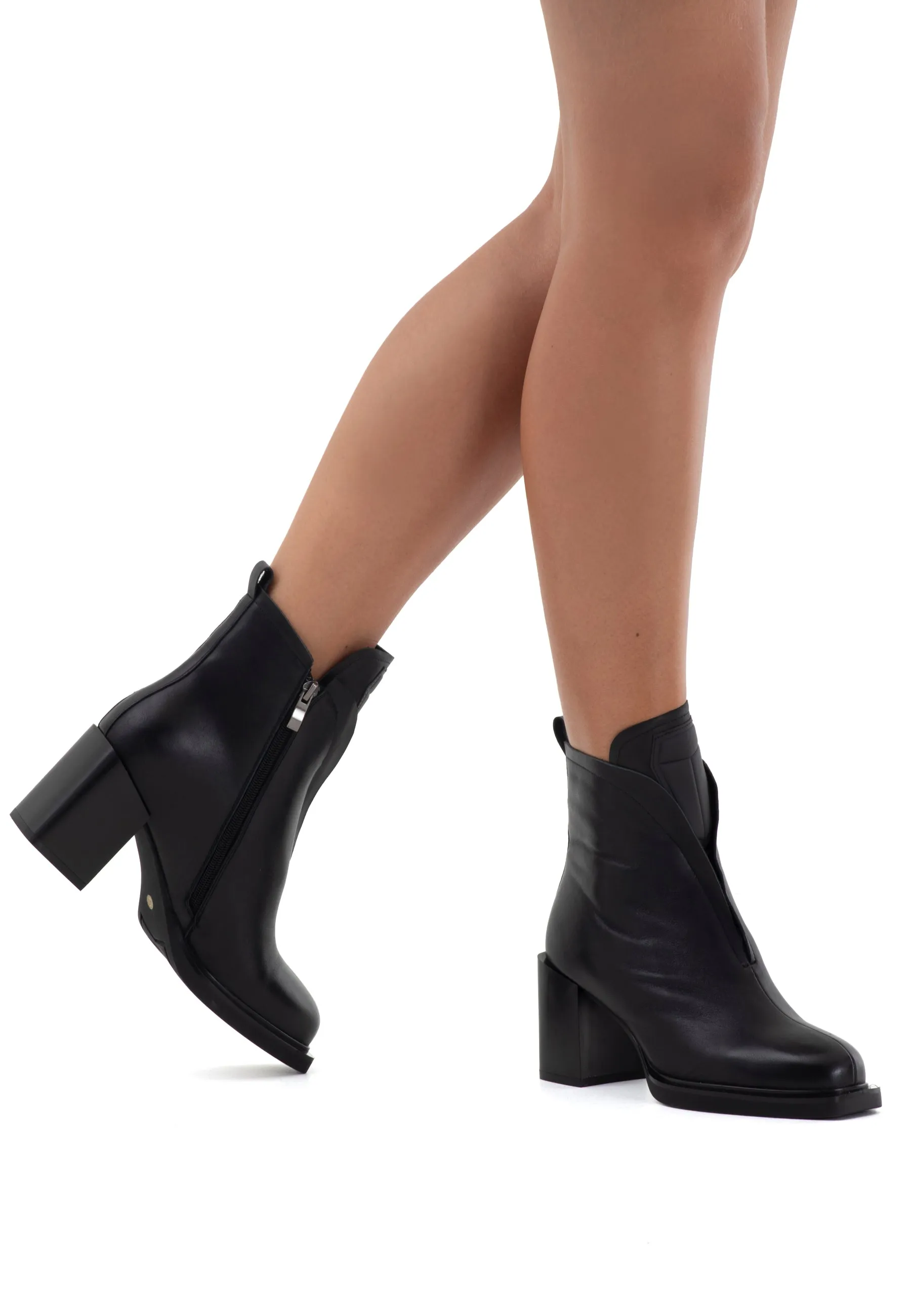 Black Block Heel Ankle Boots - Modern & Sleek Women’s Footwear