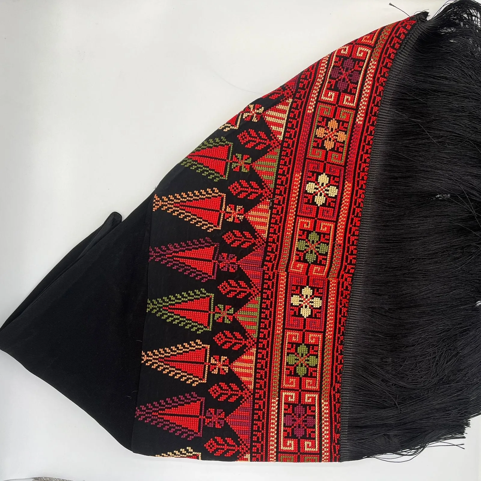 Black embroidered shawl with stylish machine embroidery