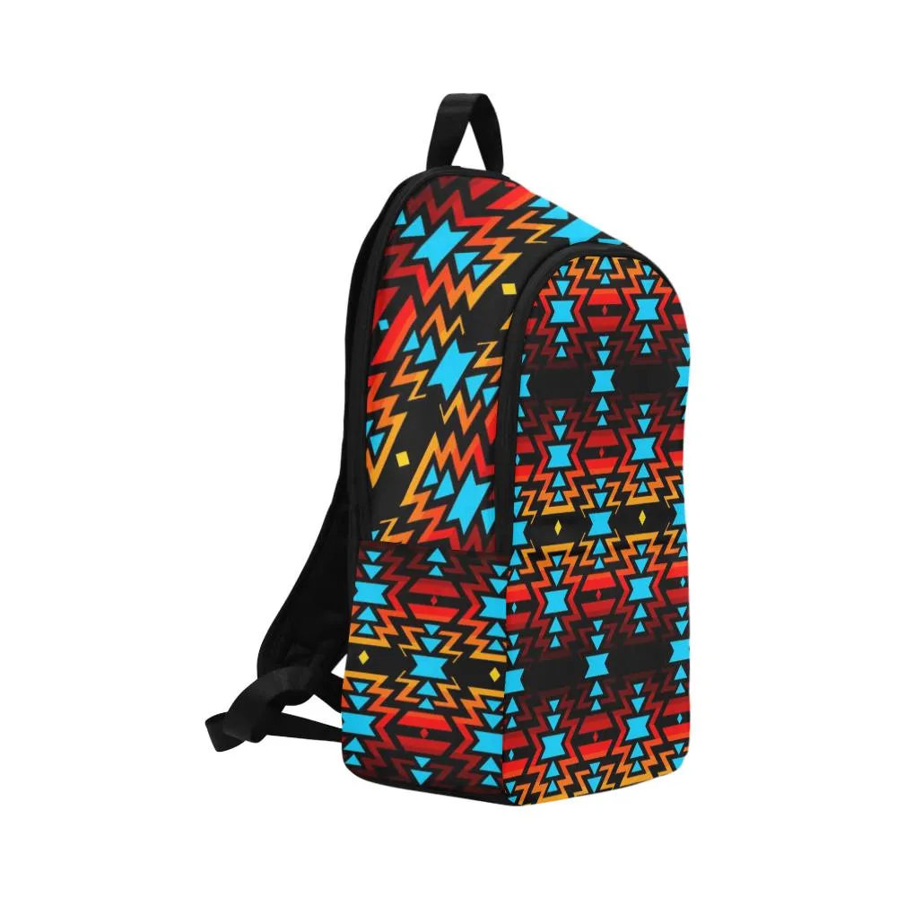 Black Fire Colors and Sky Large Backpack