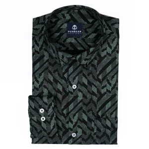 Black Green Color Arrow Printed Cotton Shirt For Men