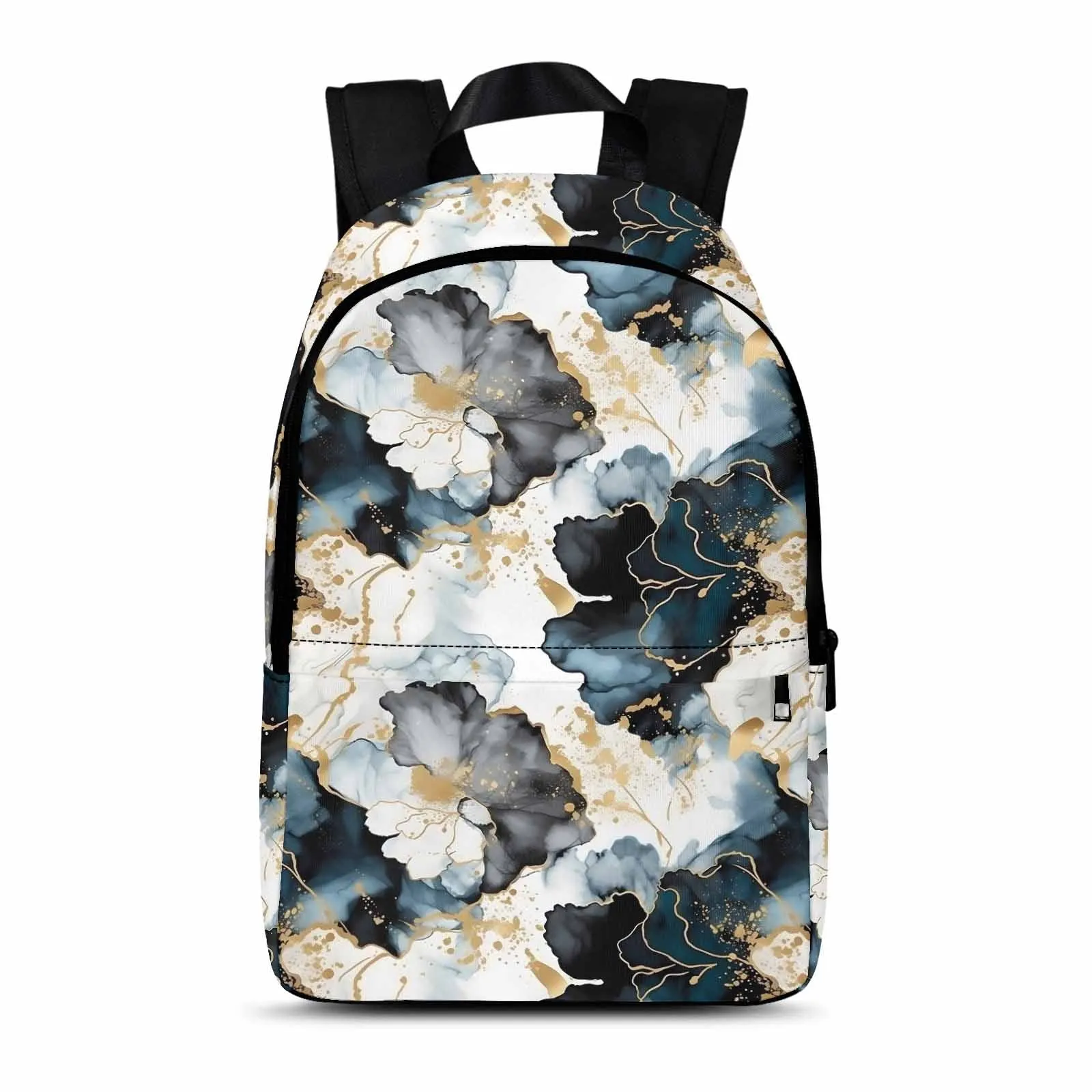 Black Ink Floral  Adult Casual Backpack