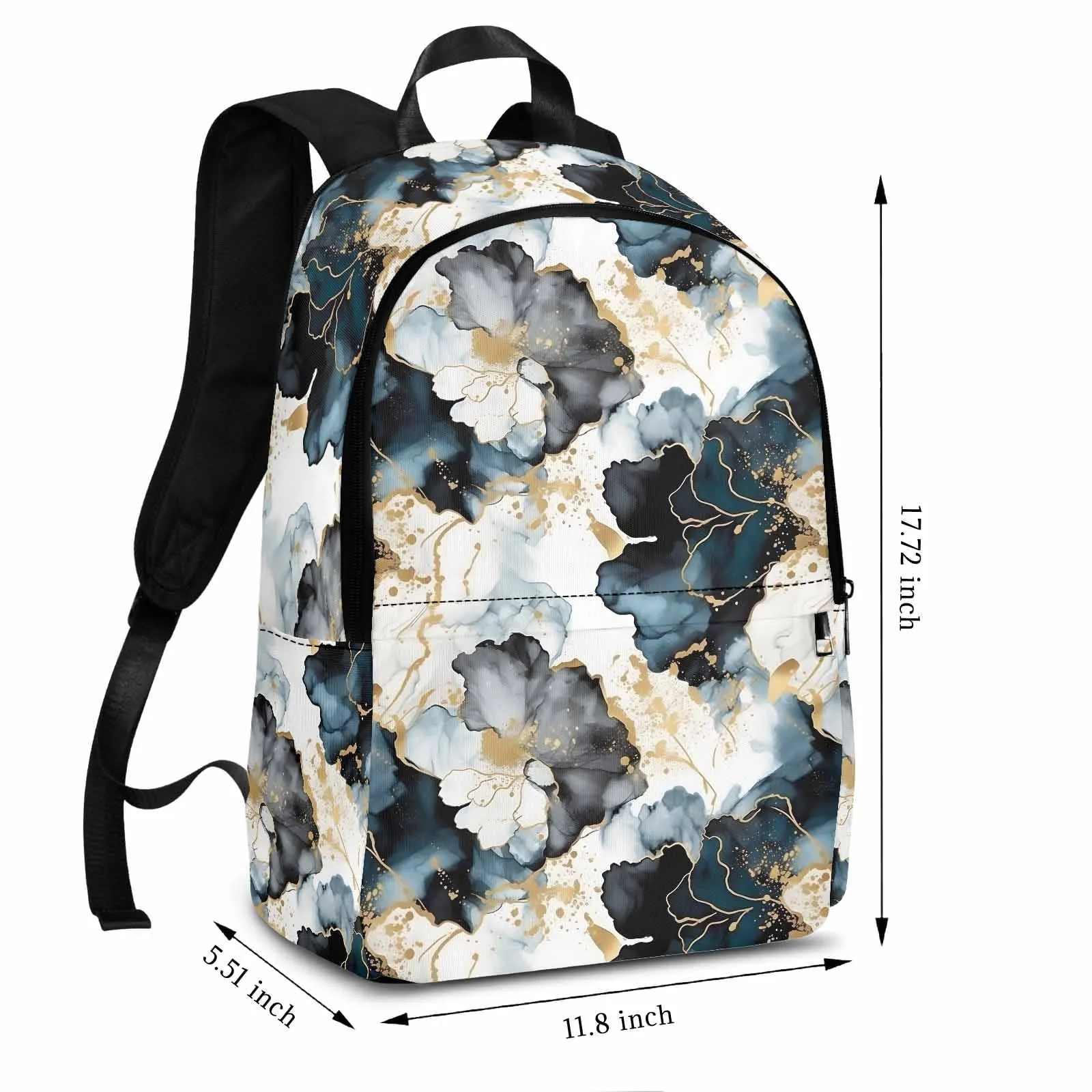 Black Ink Floral  Adult Casual Backpack